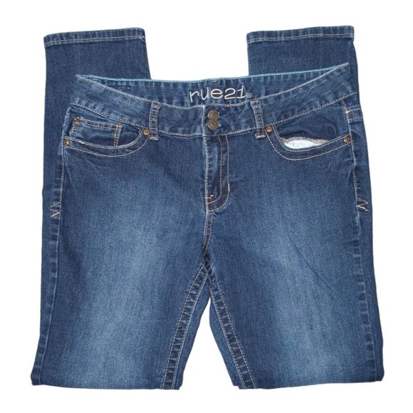 Rue21 Jeans Womens Size 11 / 12 Mid-Rise Skinny Blue Denim - Picture 2 of 10